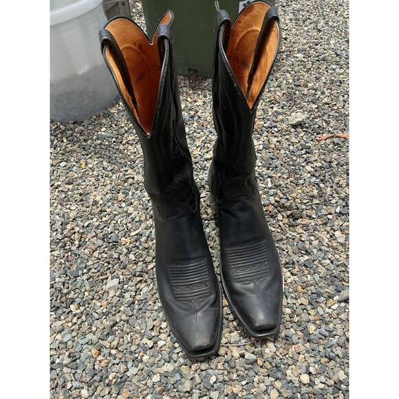 Lucchese 1883 Black Leather Cowboy Boots Western Square Toe Men’s 12D N15977 main image 13